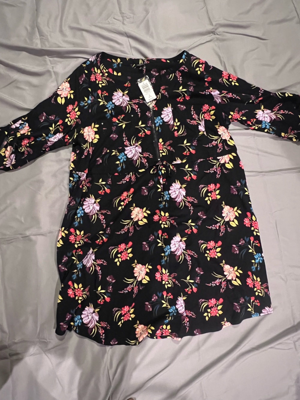 Torrid 3 Black Floral Dress with Multicolor Blossom Print